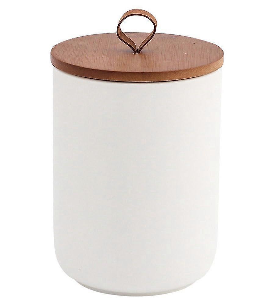 White Ceramic Sugar Bowl with Lid, Airtight Spice Jar, Large MoistureProof Food Container