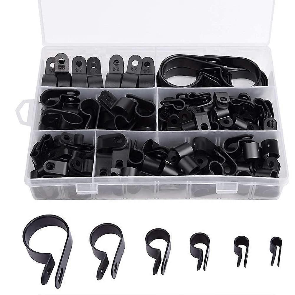 200Pcs R-Type P-Type Cable Clamps Nylon Wire Clip Assortment Kit