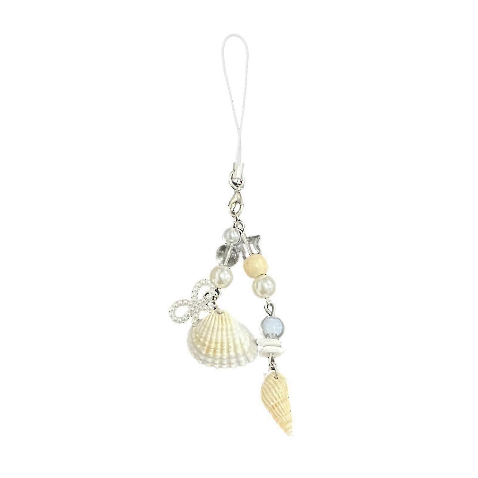 Lightweight Pearls Charm Keychain Strap Lightweight Alloy Shell Phone Charm Dainty Key Adornment for Fashion Enthusiasts