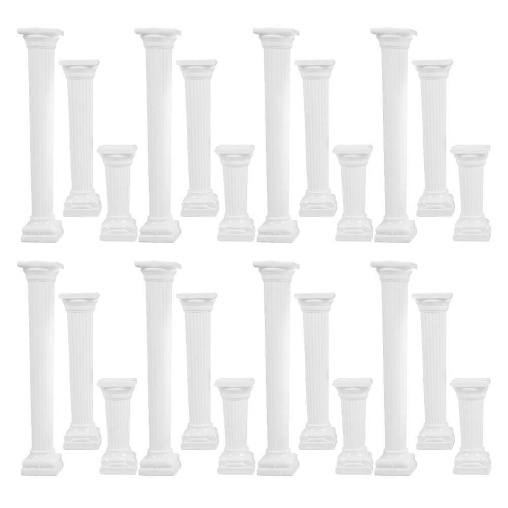 Roman Column Cake Tiered Stands for Cake 24Pcs Support Pillars White Plastic