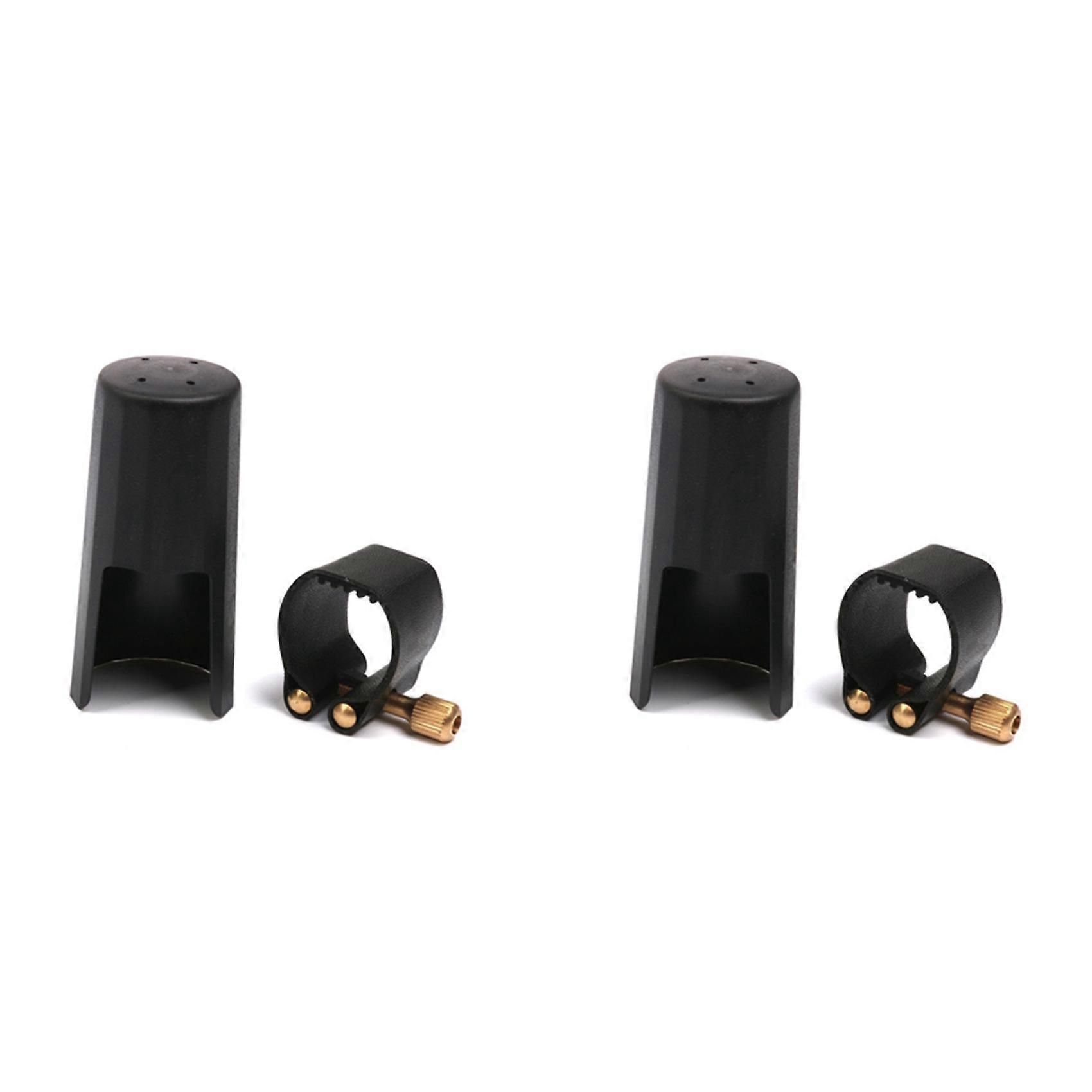 2X Plastic Clarinets Nozzle Cap with PU Ligature Black