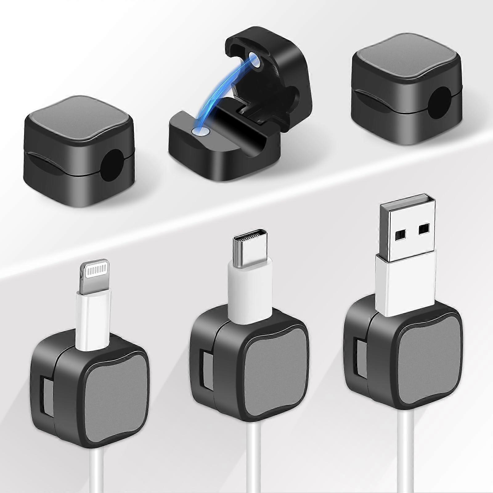 6 Pack Magnetic Cable Organizer Clips with Quick Release, Residue Adhesive for Desk and Car