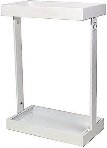 White Metal Umbrella Stand with Hooks and 12Hole Storage for Home Office Entryway