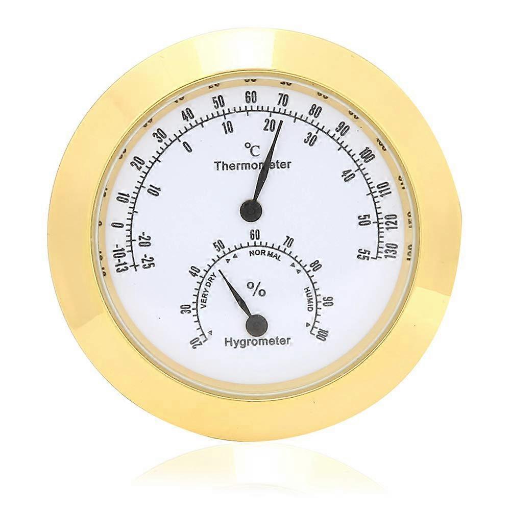 Hygrometer Thermometer with Alloy Frame for Guitar and Violin Case, Accurate DualScale Display (Gold)