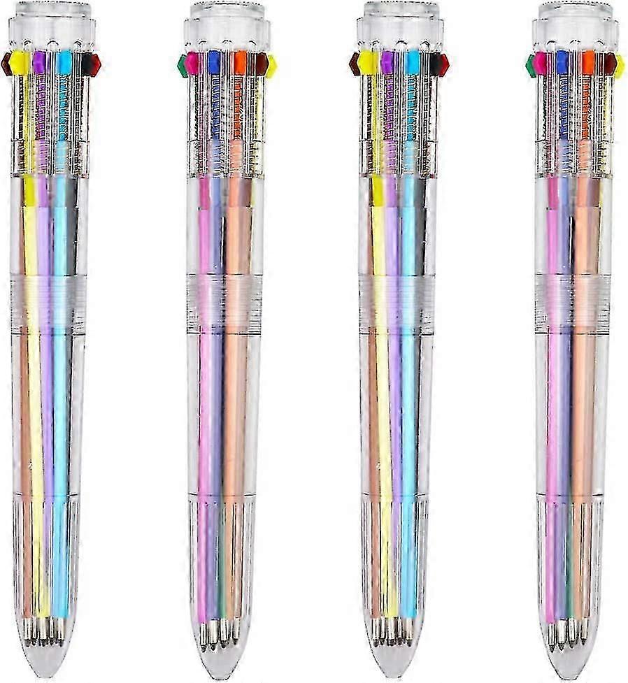 أقلام متعددة الألوان 10 حزمة أقلام حبر جاف قابلة للسحب - 8 ألوان شفافة برميل حبر جاف القلم ل Office Supplie