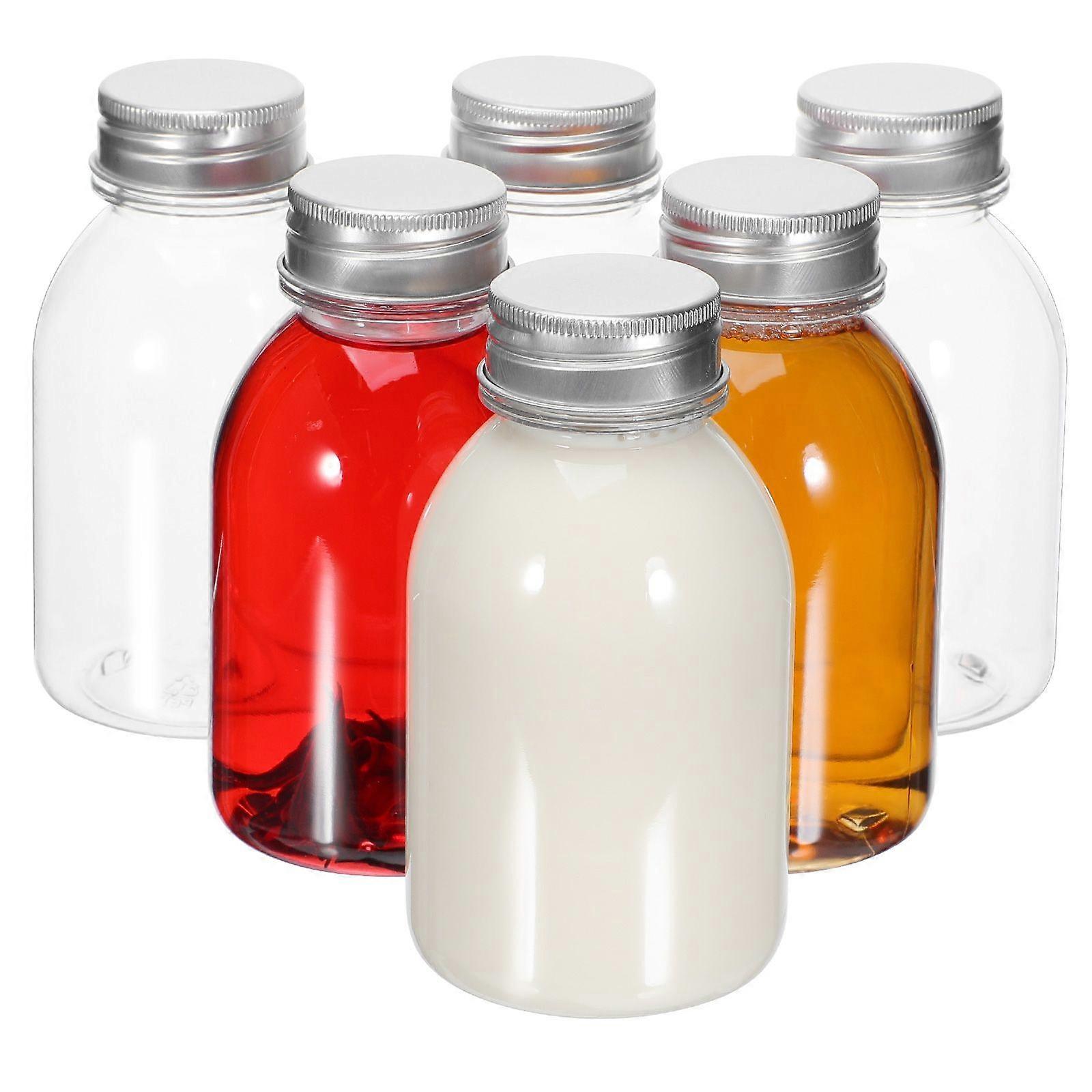 6st tomma mjölkflaskor klara dryckesflaskor transparenta juiceflaskor tätningslock mjölkflaskor