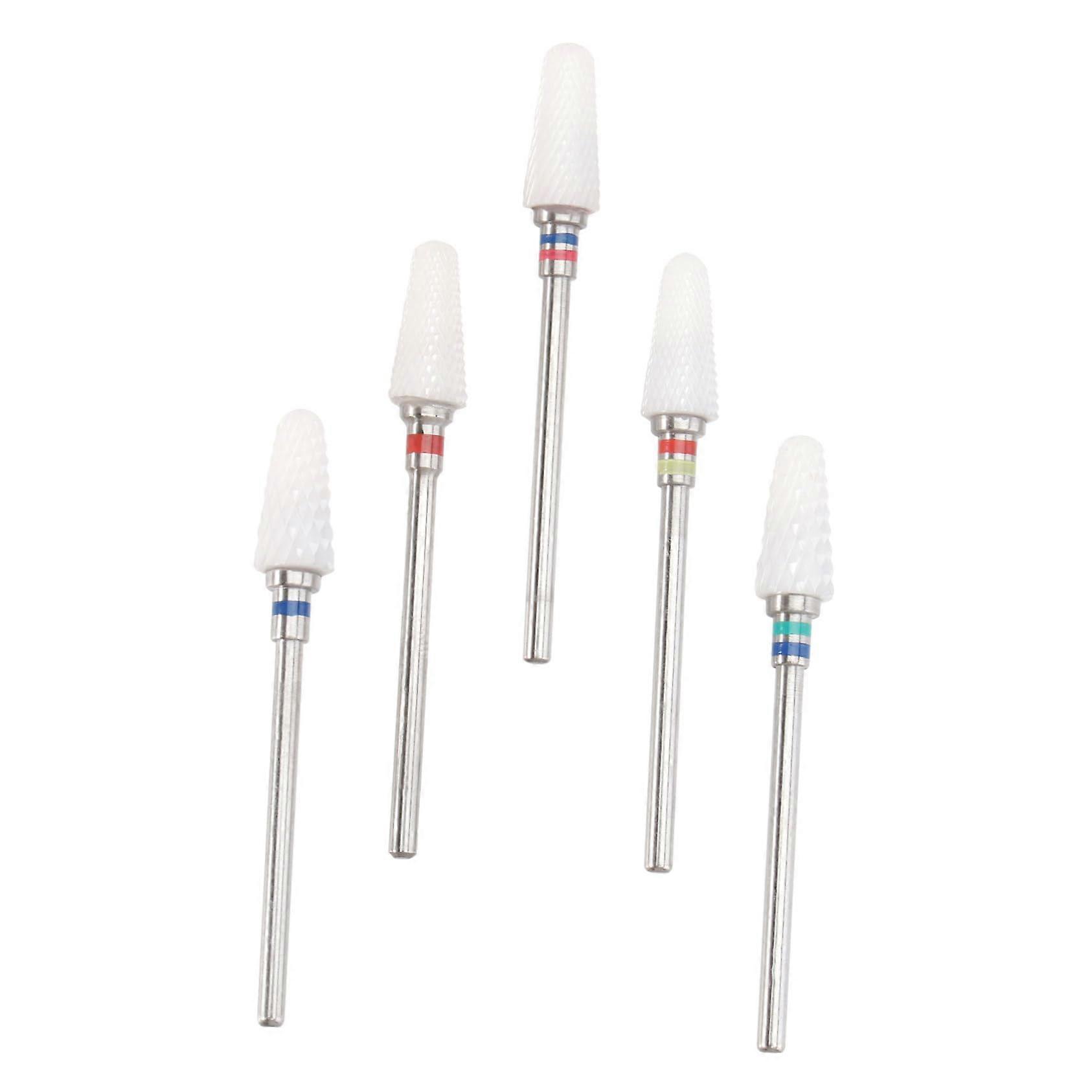 Electric Nail Drill Bits Set 5pcs Ceramic for Manicure Pedicure, Heat Dissipation, Durable Tools