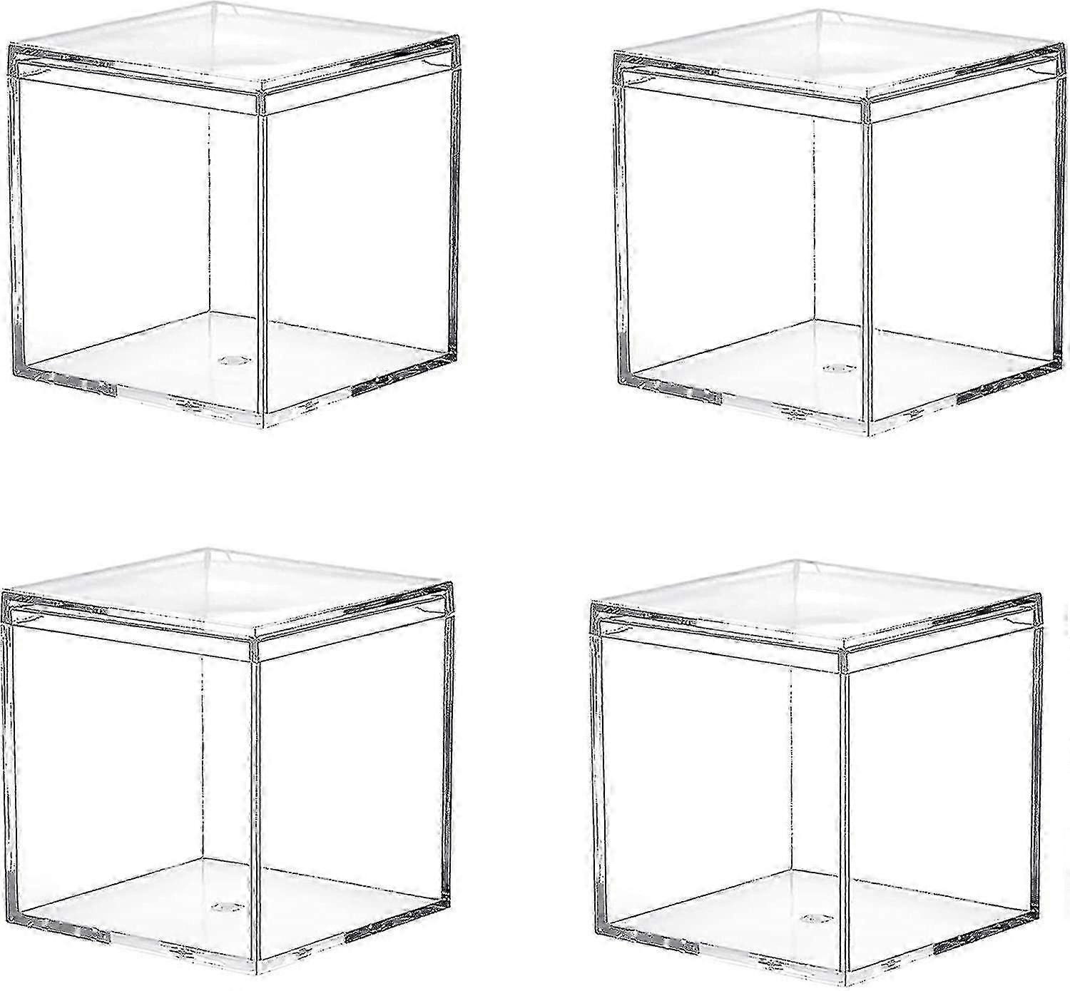 Clear Acrylic Plastic Square Cube, 4 Pack Small Plastic Square Cube Containers W 26-27s
