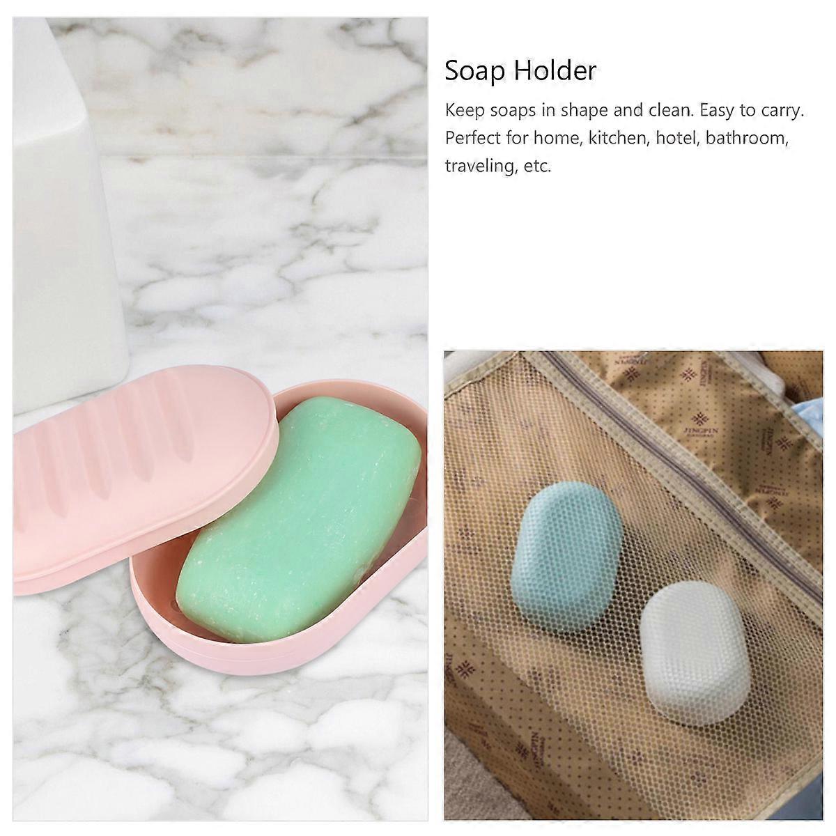 Home Soap Container Plastic Soap Case Pink Color 8Pcs for Clean Storage