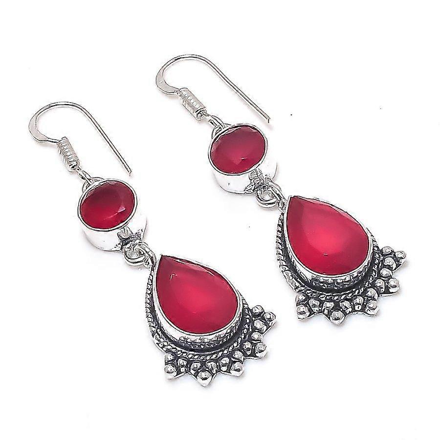 Garnet Gemstone 925 Sterling Silver Earring 2.05"