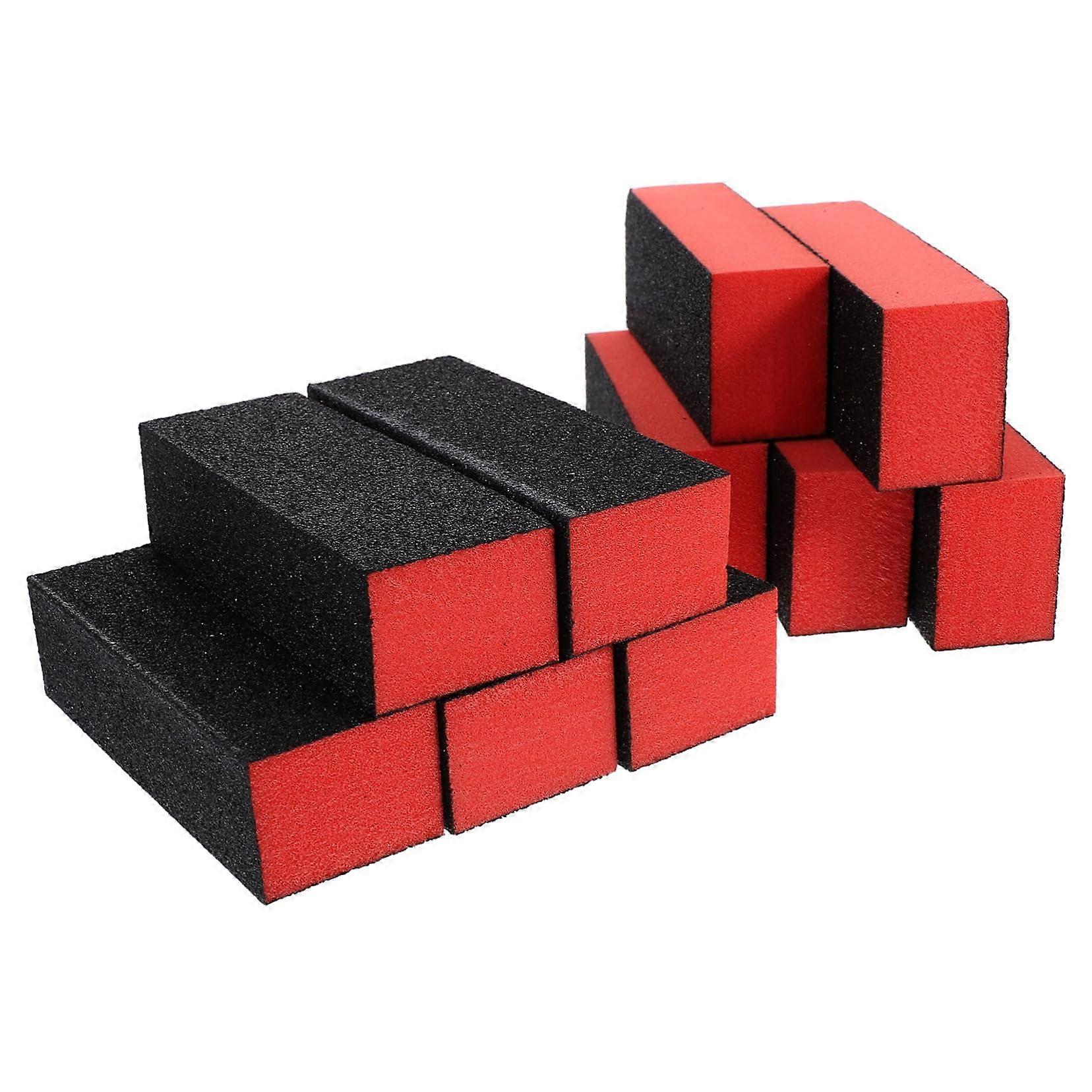 10 Pcs Double Sided Nail Buffer Block with Ergonomic Grip for Smooth Finish, Black, Salon Quality