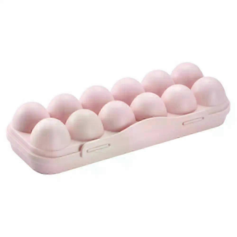 Egg Storage Box with Lid, Stackable 12/18 Grid Plastic Egg Carton for Refrigerator, AntiCollision