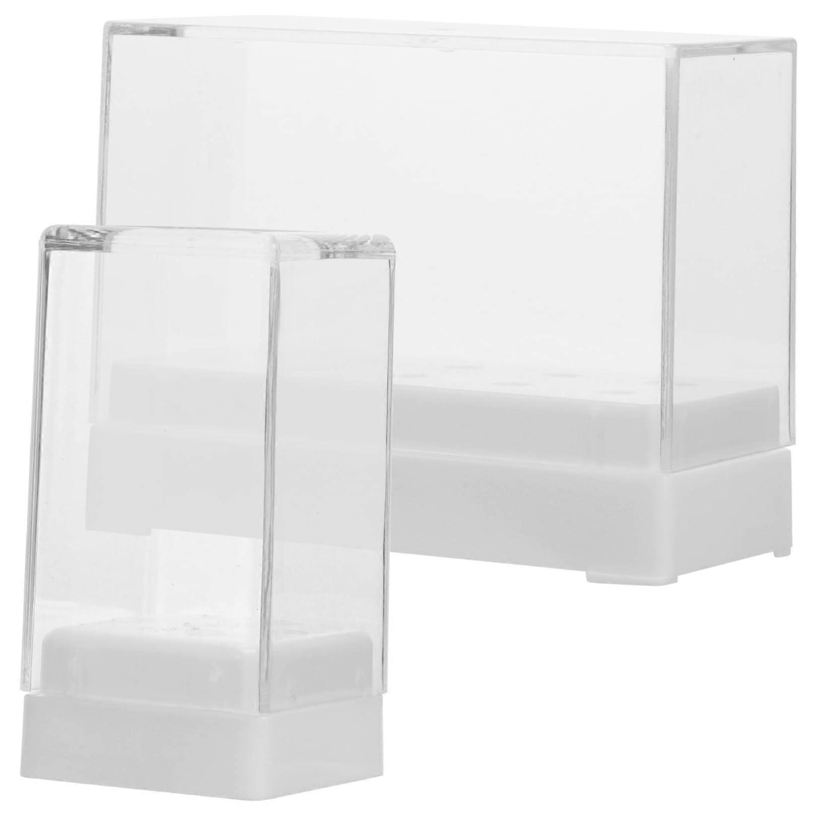 2pcs Nail Drill Bit Holder Plastic Storage Box for Easy Organization and Secure Protection