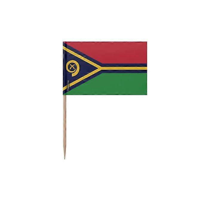 Vanuatu Flag Toothpicks - 10 cm - 100 pieces - Adhesive plastic - Bamboo stick - Pixelforma
