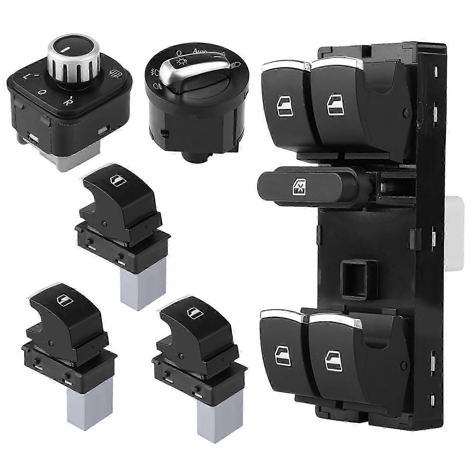 Chrome headlight switch set for B6 CC MK5 MK6 - 6pcs mirror window controls