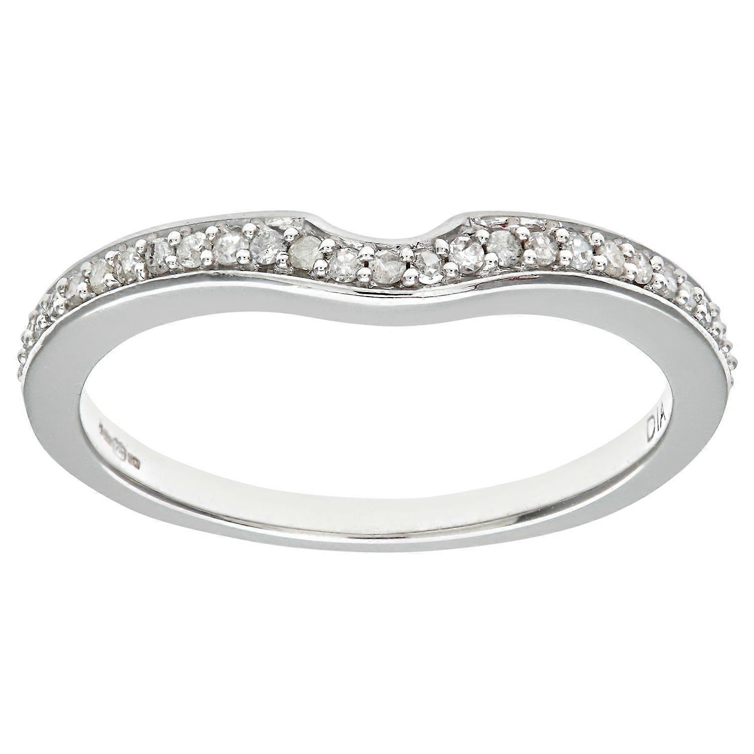 Jewelco London 9ct 白金圆形 15 分钻石订婚戒指配件 Wishbone 永恒戒指 2 毫米