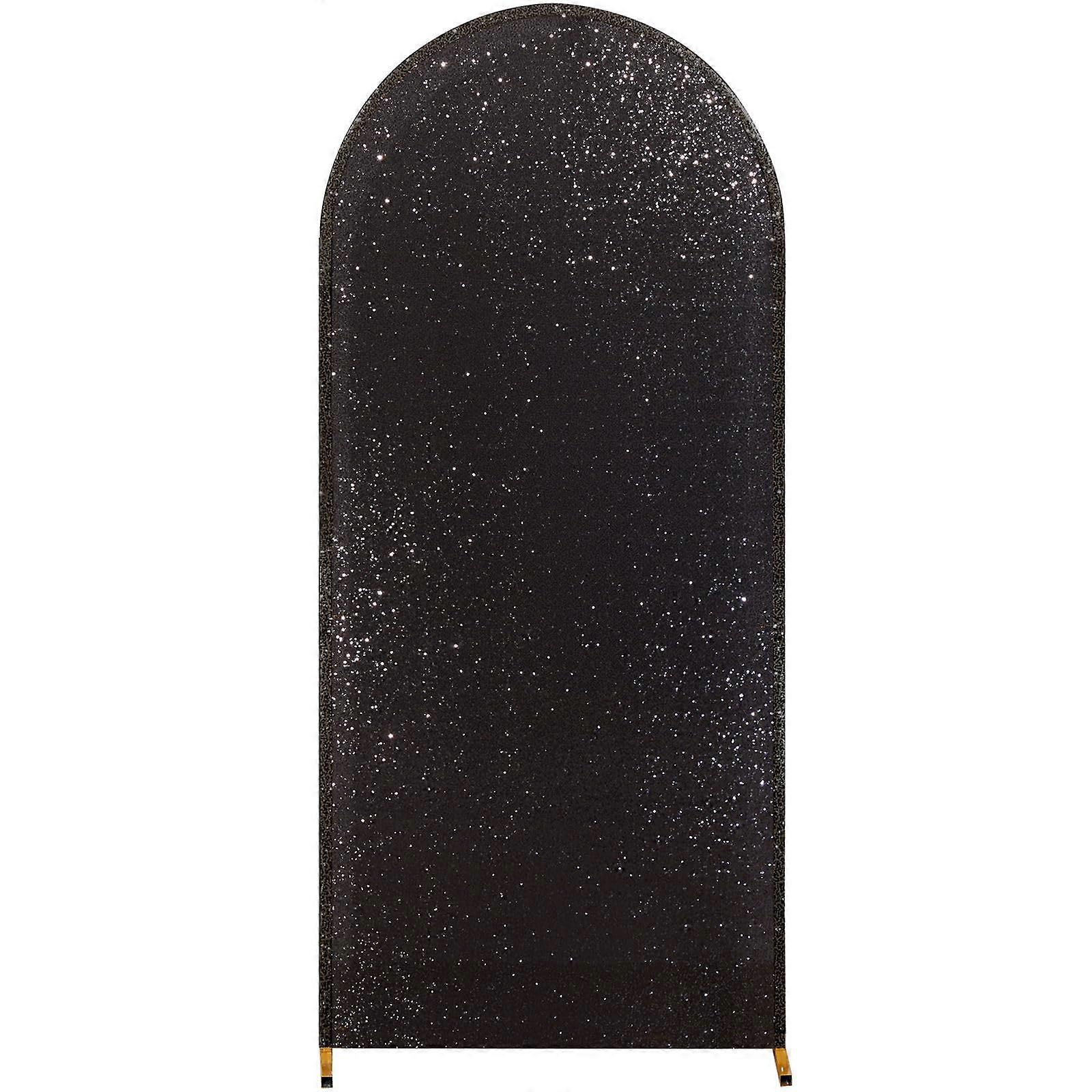 Double Sided Wedding Arch Backdrop Cover Black Sequin Front with Zipper Closure 200x100cm