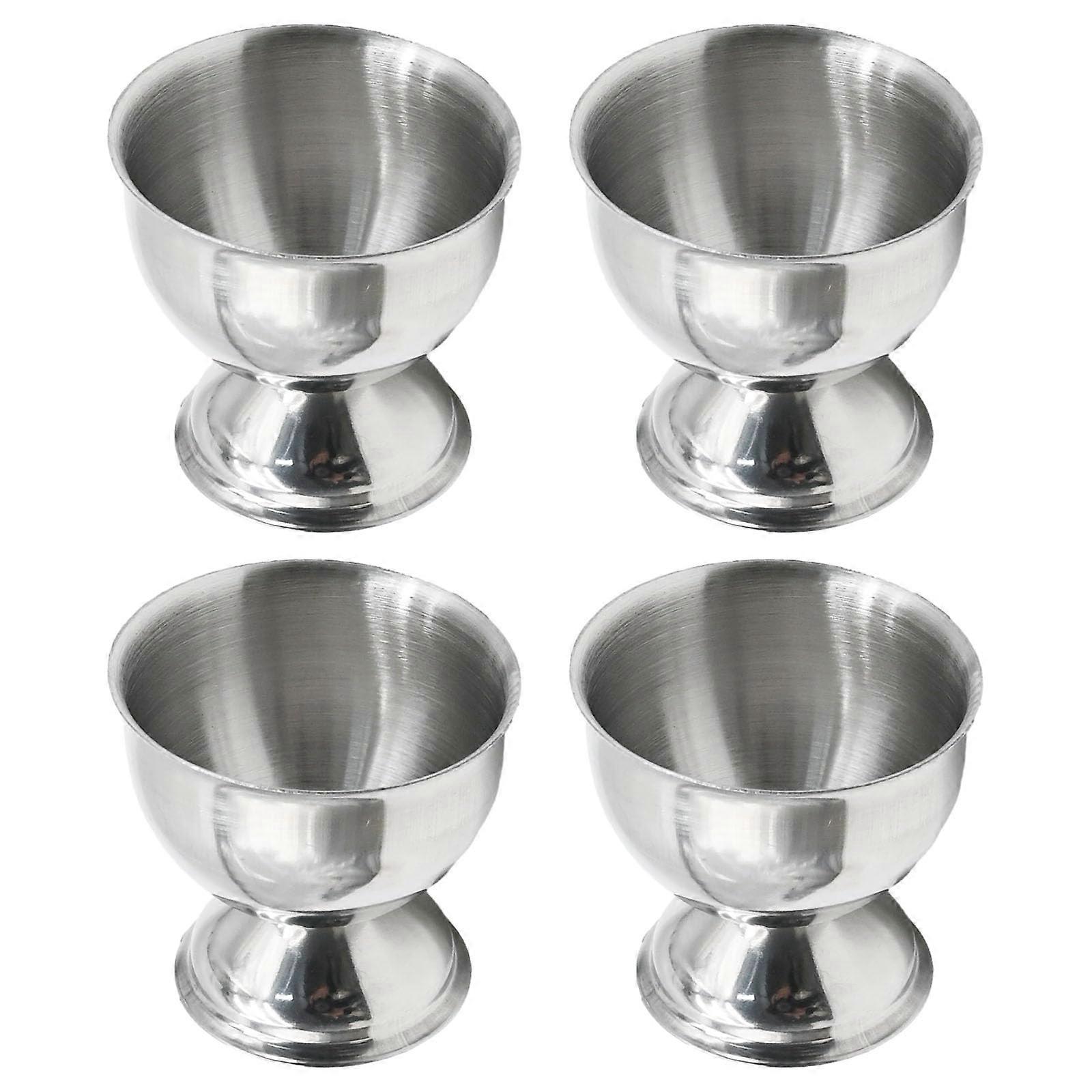 4 Pack Stainless Steel Egg Cups, HeatResistant Soft Boiled Egg Holders, Stackable for Breakfast