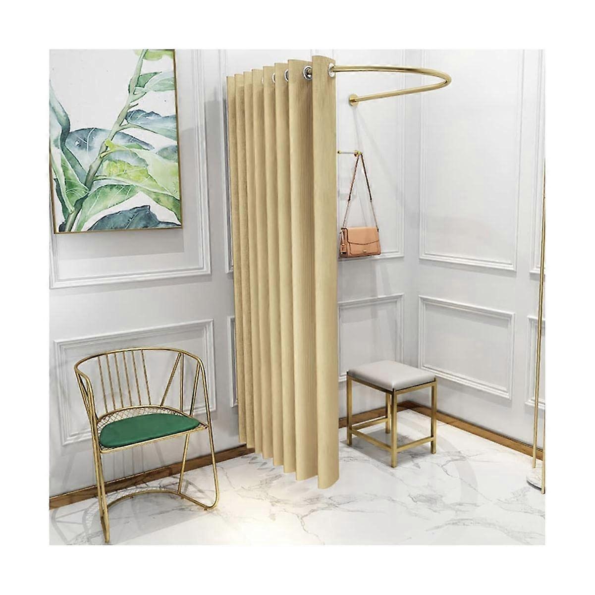 Portable Dressing Room with Curtain, 97% Light Blocking Privacy Screen, Foldable Metal Frame for Retail