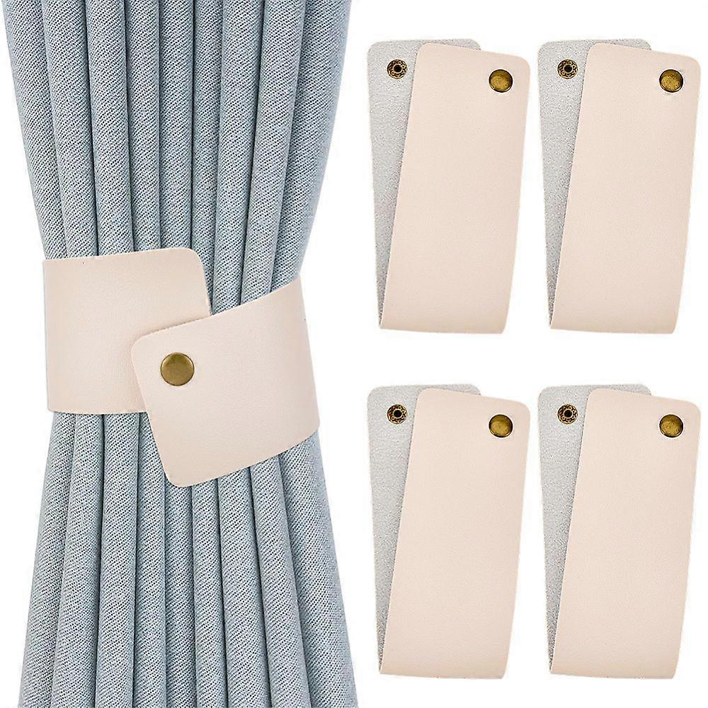 Imitation Leather Curtain Tieback with Iron Snap Button White 300x60x2mm