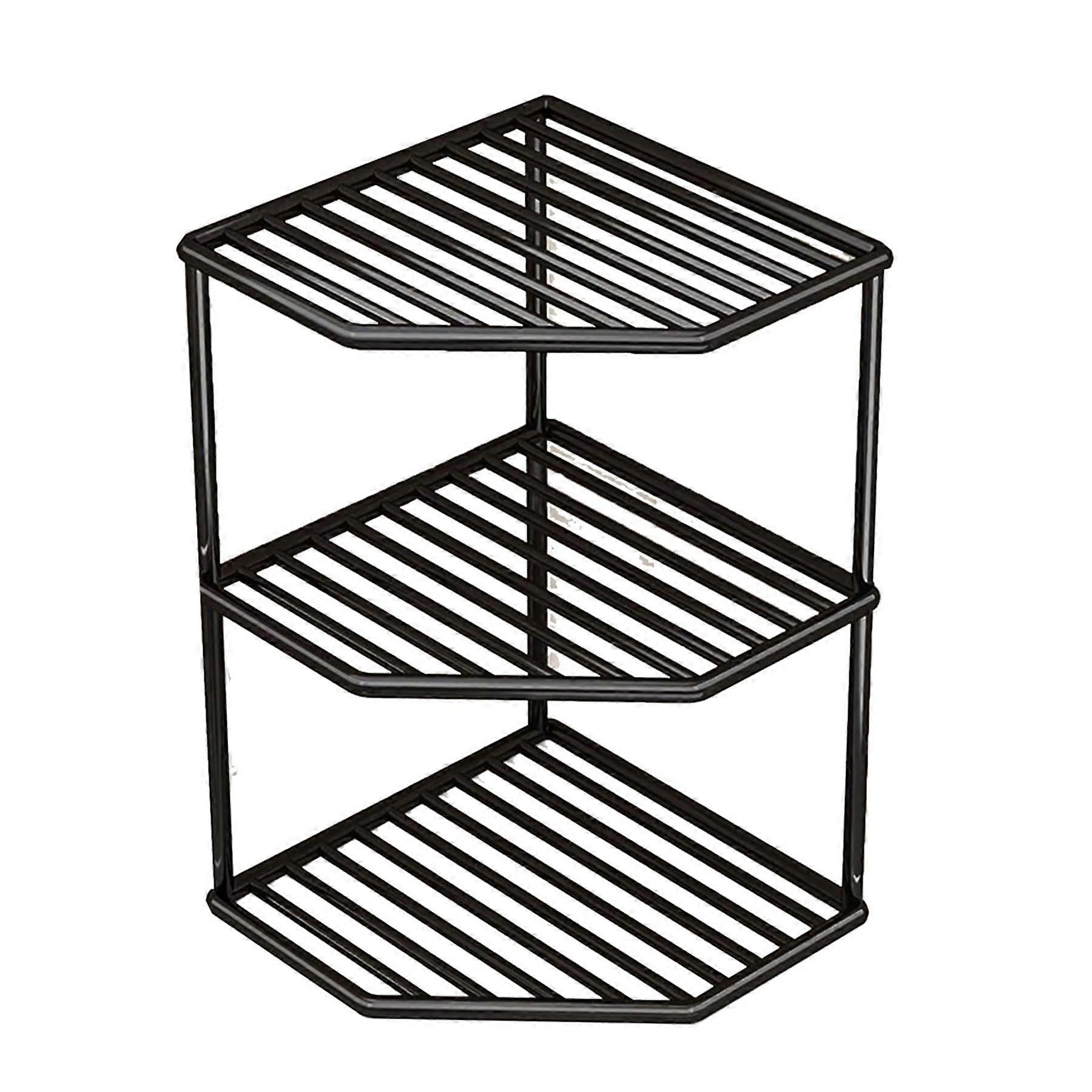 3 Tier Corner Dish Rack Kitchen Organizer with Space Saving Design and Durable Black Finish