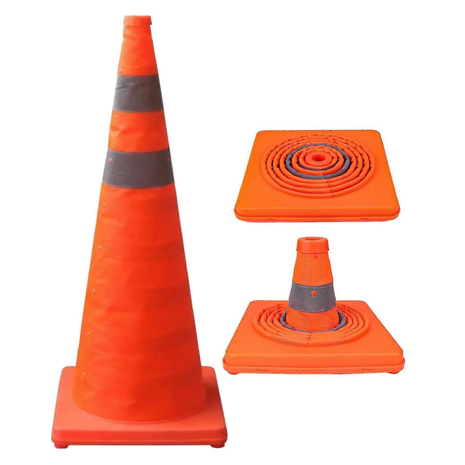 Traffic Safety Cone 70cm with 360° Reflective Pattern, Foldable WindResistant Weighted Base