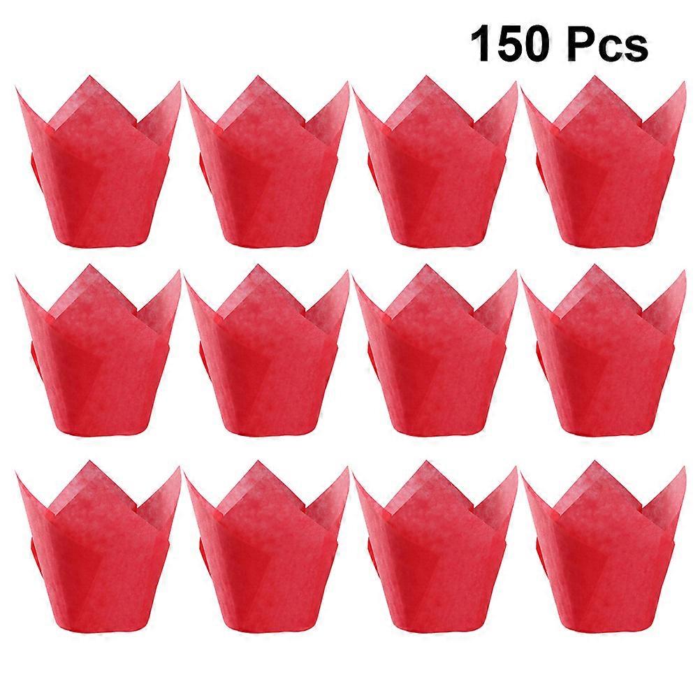 Paper Cup Cake Wrapping Paper for Party Use 150Pcs Red Solid Holder
