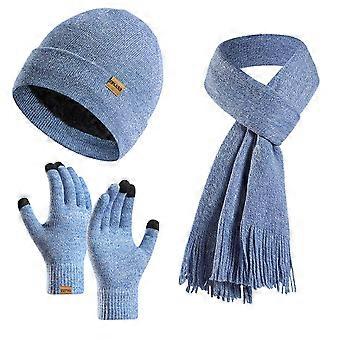 Hat Scarf And Gloves For Women, Winter Hats Womens Beanie Scarf Cold Weather Touchscreen Gloves Gift Set, Fall Accessories Sky Blue Free