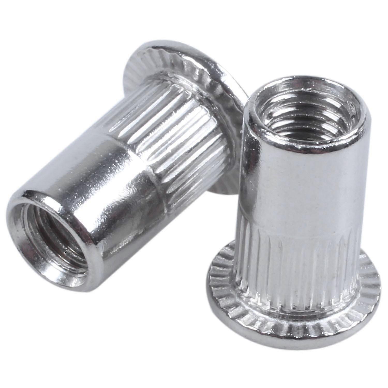 100x Stainless Steel Flat Head Threaded Rivet Nut
