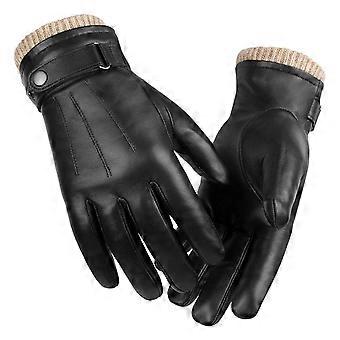 Winter Sheepskin Leather Gloves for Men, Winter Sheepskin Warm Gloves Korean High Sense Men Plus Windproof Sports Driving Leather Gloves, Warm Touchsc