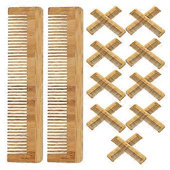 12 peines de madera para barba de bolsillo - Peines desechables de madera natural para barba, bigote, hombres y mujeres, todo tipo de cabello, marrón, 13,5 x 3 x 0,6 cm
