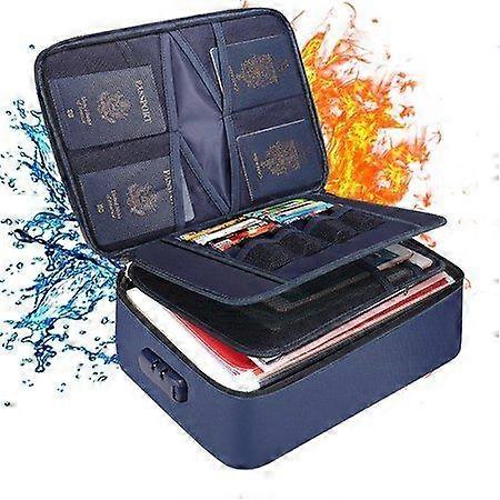 Fireproof Multi-Layer Document Organizer Bag with Passport Slots, Card Holders & USB Pockets - Secure Storage Solution