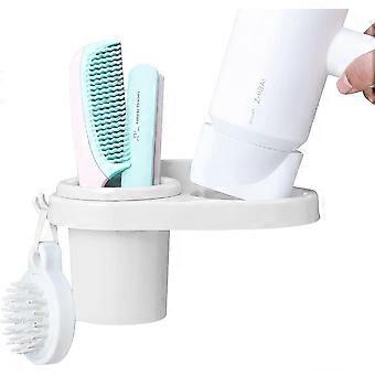 Haartrocknerhalter, wandmontierte Haartrocknerbox, Haartrockner-Aufbewahrungsbox, Haartrockneraufbewahrung und Haarglätter (weiß)