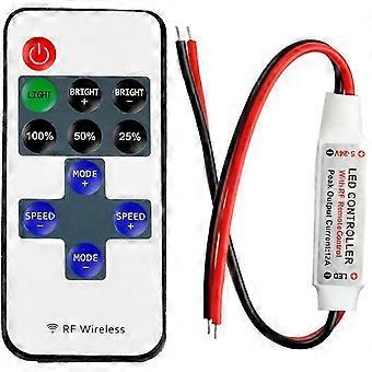 Monochrome LED Strip Dimmer with RF Wireless Remote Control 5-24V 12A for 2 Pin SMD 5050 3528 2835 5630