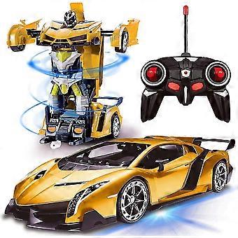 Remote Control Transform Car Robot Toy With Lights Deformation Rc Car 2.4ghz 1:18 Rechargeable 360rotating Stunt Race Car Toys For Kids Boys Girls Age