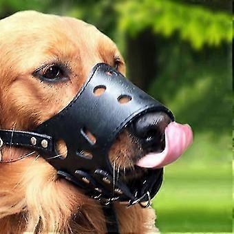 ZY6 Soft Leather Muzzle For Dogs Anti-biting Secure Adjustable & Breathable Pet Small Large Dogs Muzzle