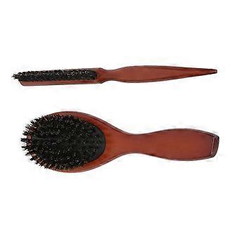 2pcs Men Paddle Teasing Hairbrush Set Wooden Handle Conrtol Frizz Flyaways Hair Section Smoothing Teasing Comb with Rat Tail Pick