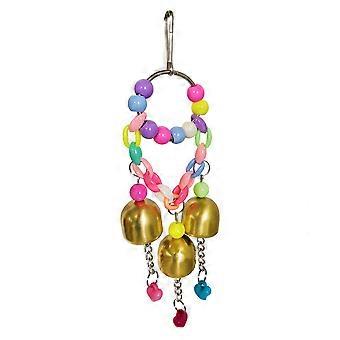 Support pour perroquet - Jouet à clochette amusant - Jouet à mordiller avec perles - Accessoires pour perroquet (Couleur aléatoire)