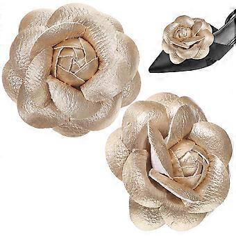 2pcs Rose Flower Schuhe Clips: Lady Elegant High Heel abnehmbare Schuhschnalle - Floral Flats Dekorationen Pump Charms für Frauen