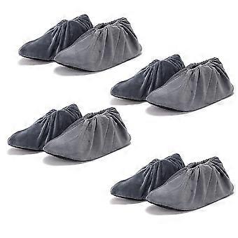 4 Pairs Reusable Flannel Shoe Covers Non Slip Washable Protectors for Home Office Indoor Use Grey M