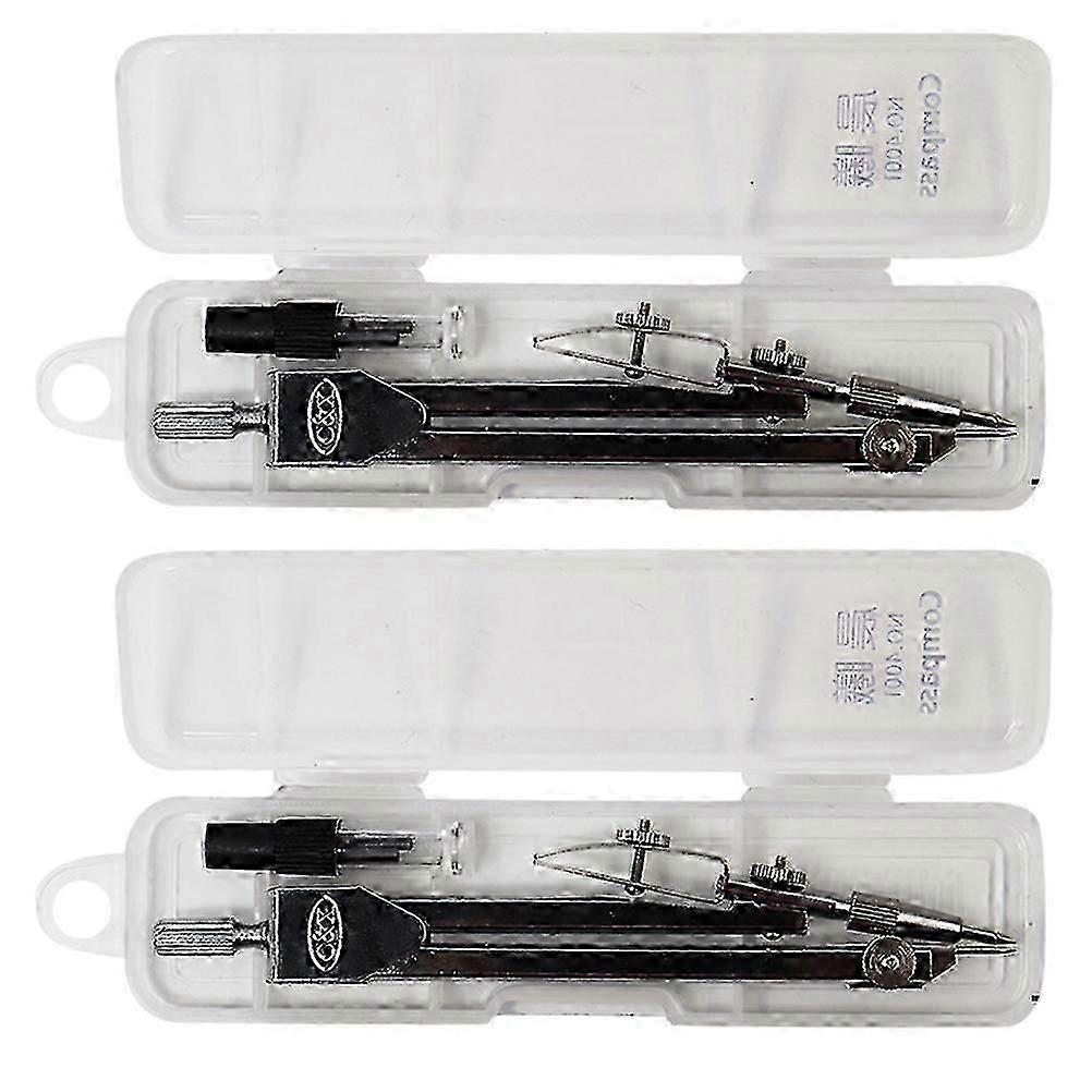 Silver Compass for Students 2Pcs Drawing Tools School Supplies Set
