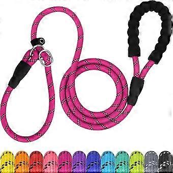 Slip Rope  for Medium Dogs.1.8m Reflective Slip Leads with Soft Padded Handle. 12 Colors Slip-On Nylon Leash for Training/Walking. Hot Pink