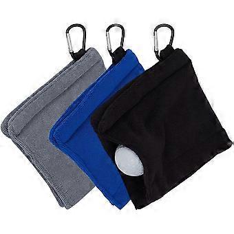 3Pcs Golf Ball Towel Clips 5x5.5 Inch Small Golf Pocket Towel Dark Blue Black Gray Polyester Golf Towel with D Clip Portable Golf Cleaner Accessories