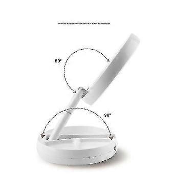 Foldable LED Makeup Mirror, Adjustable USB Vanity Mirror with Storage Tray, ABS+Glass Sole, White, Retracted 17.5x5.3cm, Unfolded Height 28.5cm