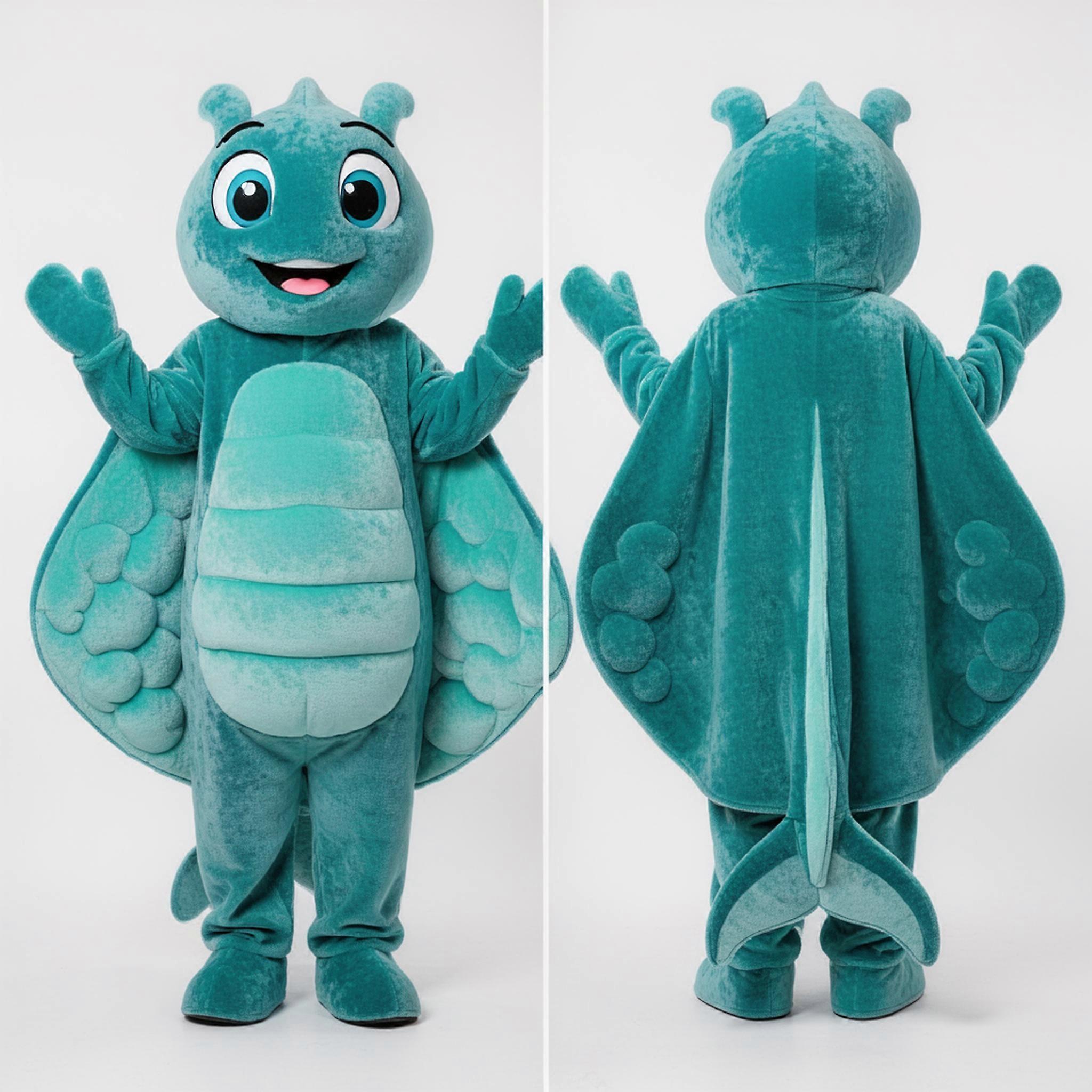 MASTICOT Teal Flowing Manta Ray Mascot