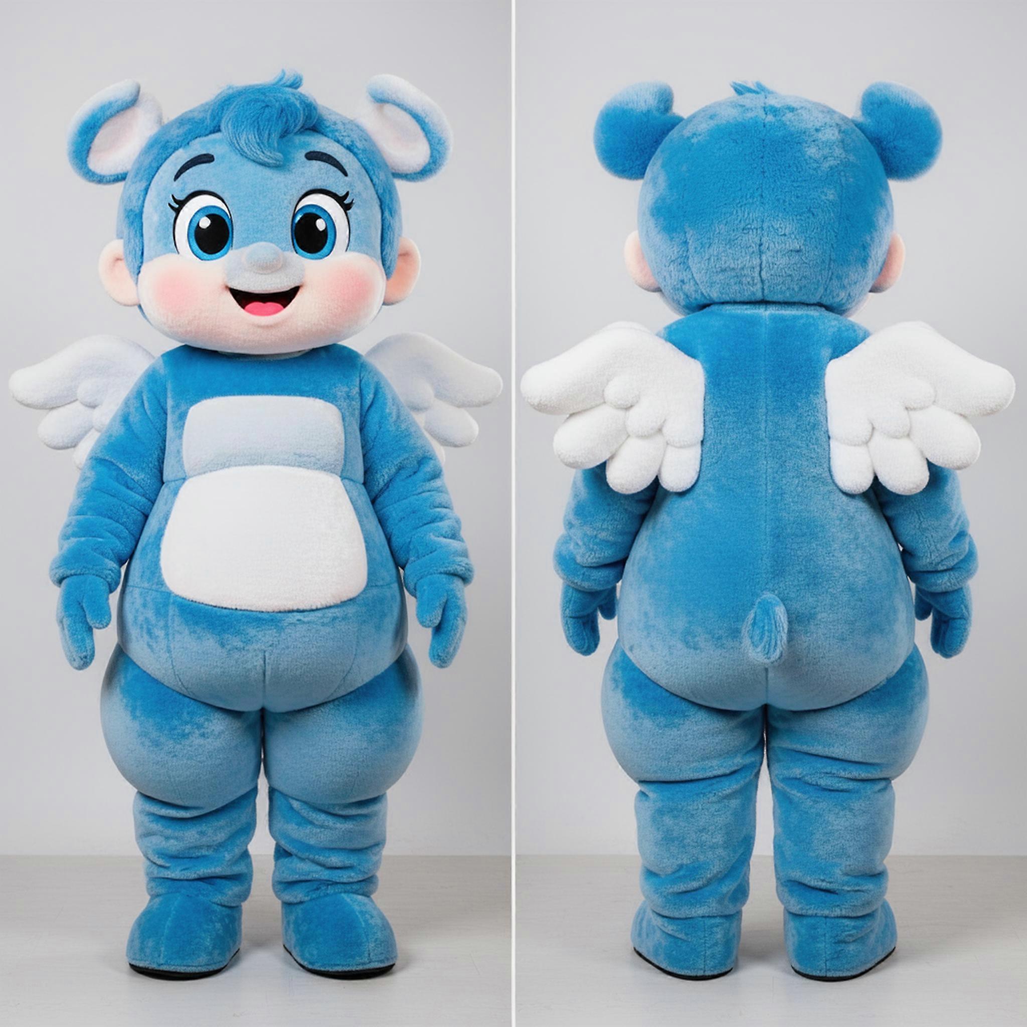 MASTICOT Sky Blue Cartoon Cupid Mascot