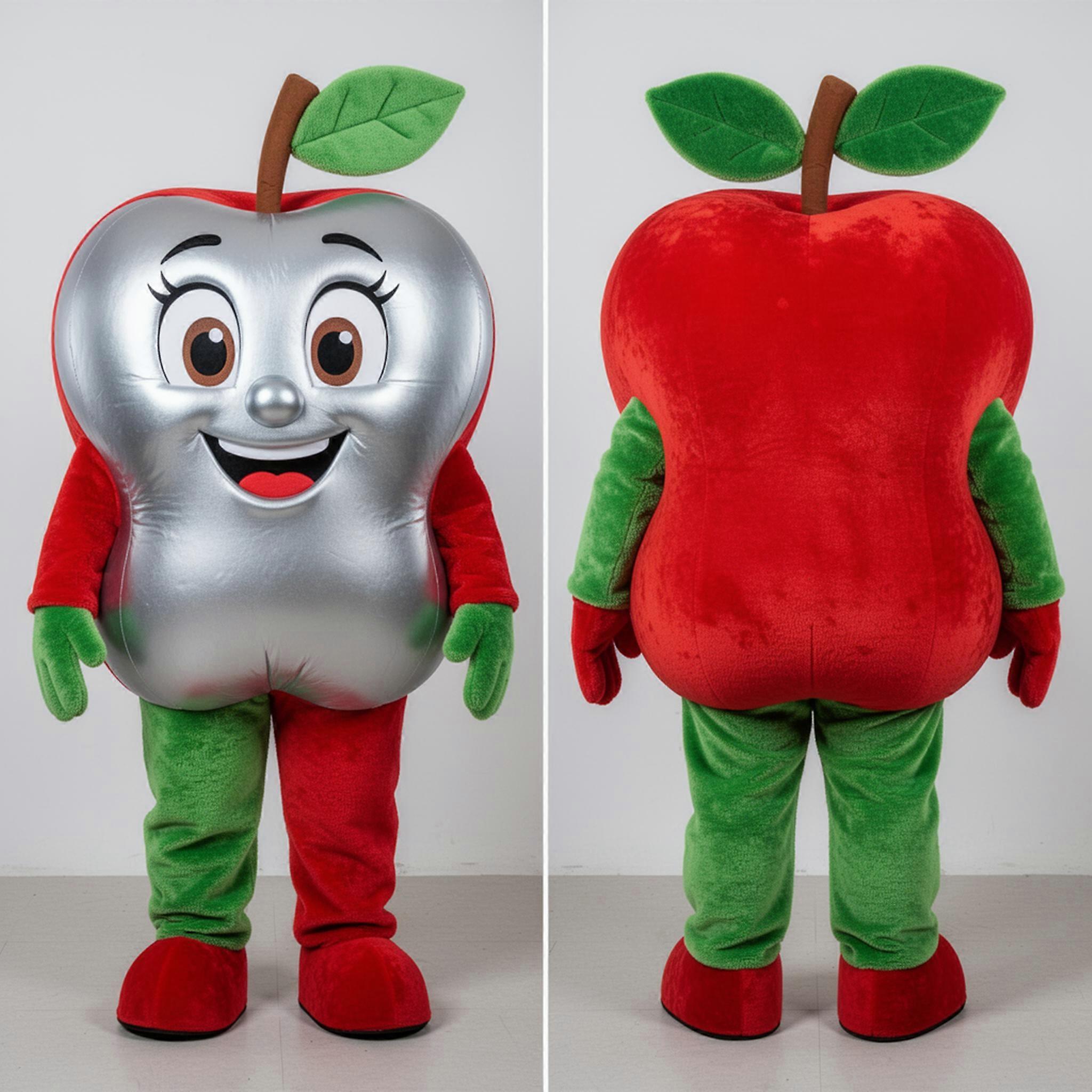 MASTICOT Silver Plush Shiny Apple Mascot