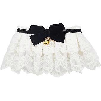 Pet Lace Bib Collar with Bow Bell,Adjustable Pet Bowknot Collars Dog Cats Bib Scarf Detachable Cat Lace Neckerchief Bandana Cute Necklace Strap