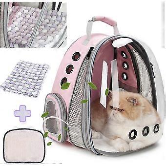 Bubble Pet Carrier Backpack, Airline-Approved for Cats and Puppies, Designed for Travel, Hiking, and Outdoor Adventures (Pink-Front Expandable) 26-27