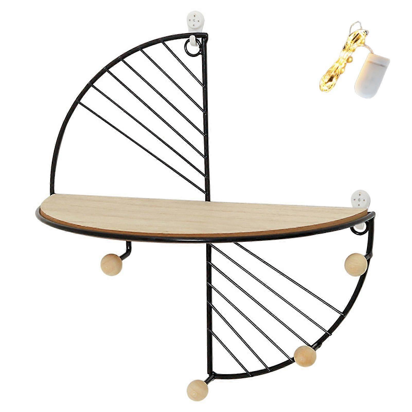 Wall Mounted Storage Rack Multifunctional Semi-Circular Rectangular Wall Shelf for Home Living Room